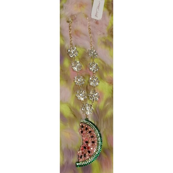 NEW Betsey Johnson Bling Watermelon Pendant Necklace - Picture 7 of 12
